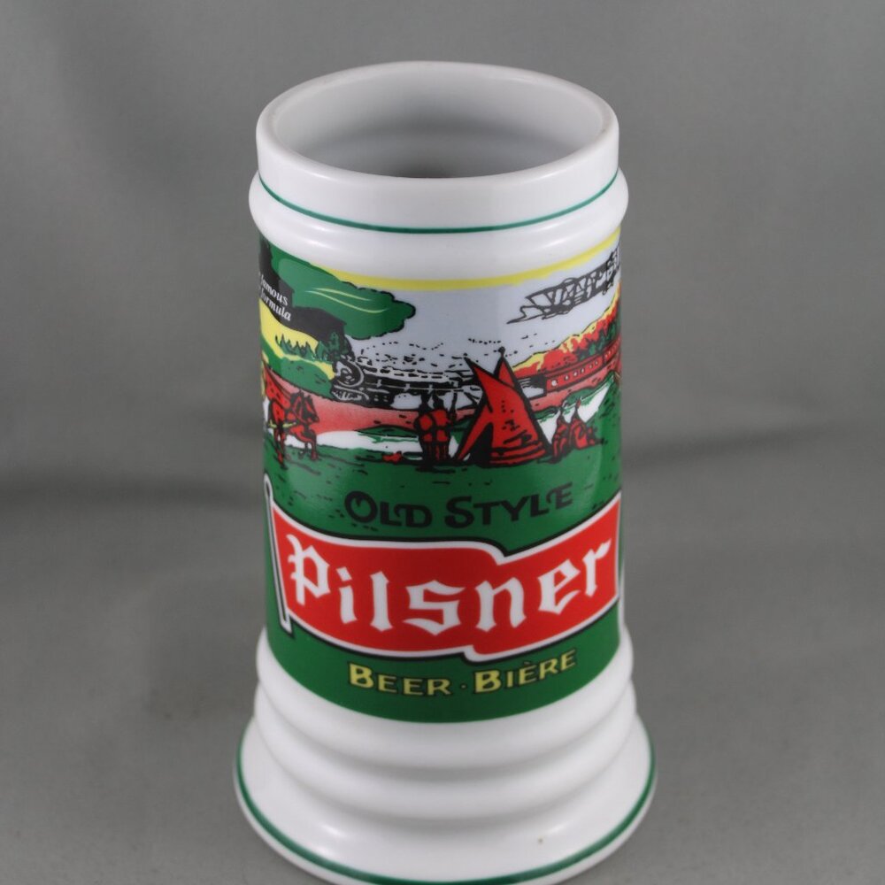 Beer Mug - Olde Style Pilsner Bottle Label Wrap Graphic - Ceramic Mug